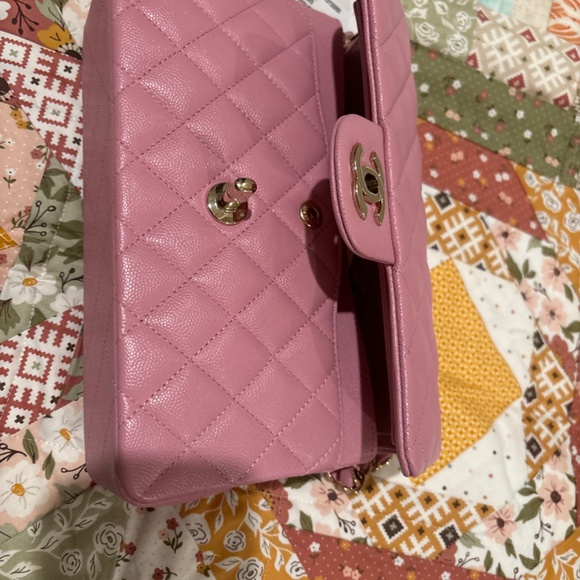 Chanel caviar small doubleflap handbag gold hardware dark  pink - Picture 7 of 9